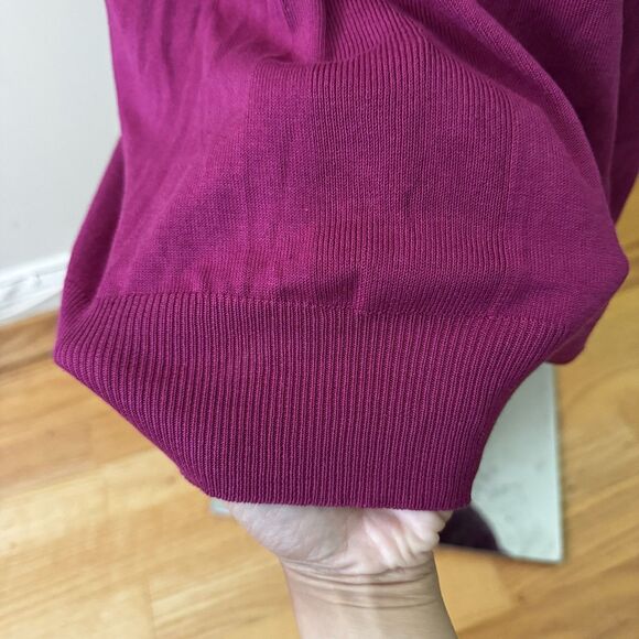 New York & Company Women's Oversize Silk Blend Pullover Vneck Sweater Magenta XS - Picture 11 of 15